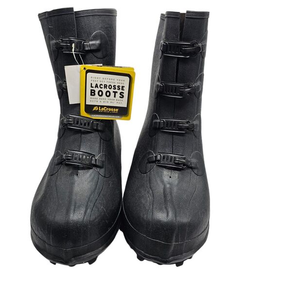 LaCrosse Men's Size 11  Waterproof 12" Med Tracktion Rubber 4 Buckle Boots Lined - Picture 1 of 10
